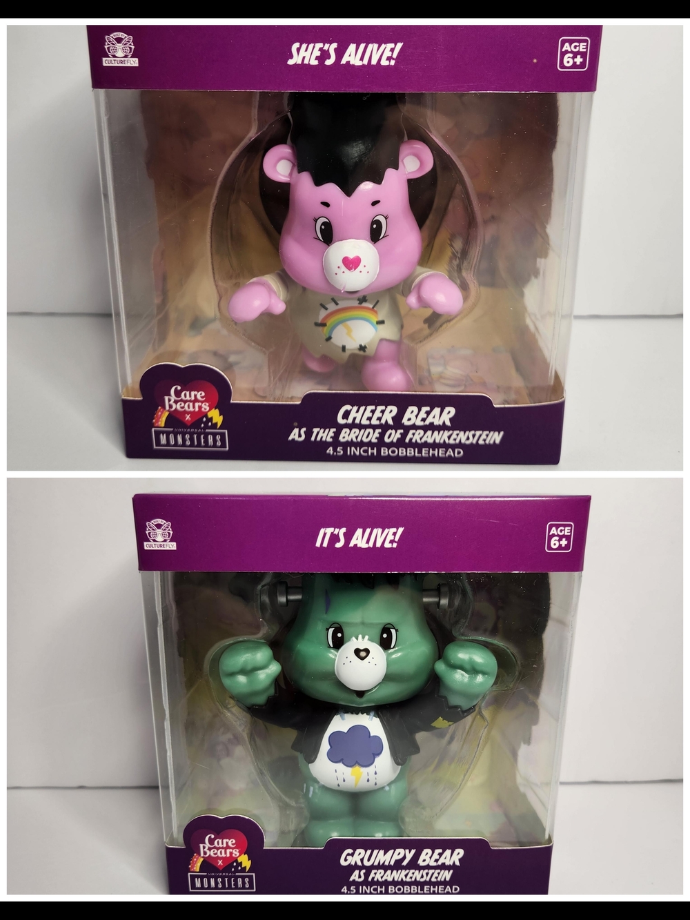 Care Bears Monsters Cheer & Grumpy Bear 4.5" Bobblehead Set -  Frankenstein